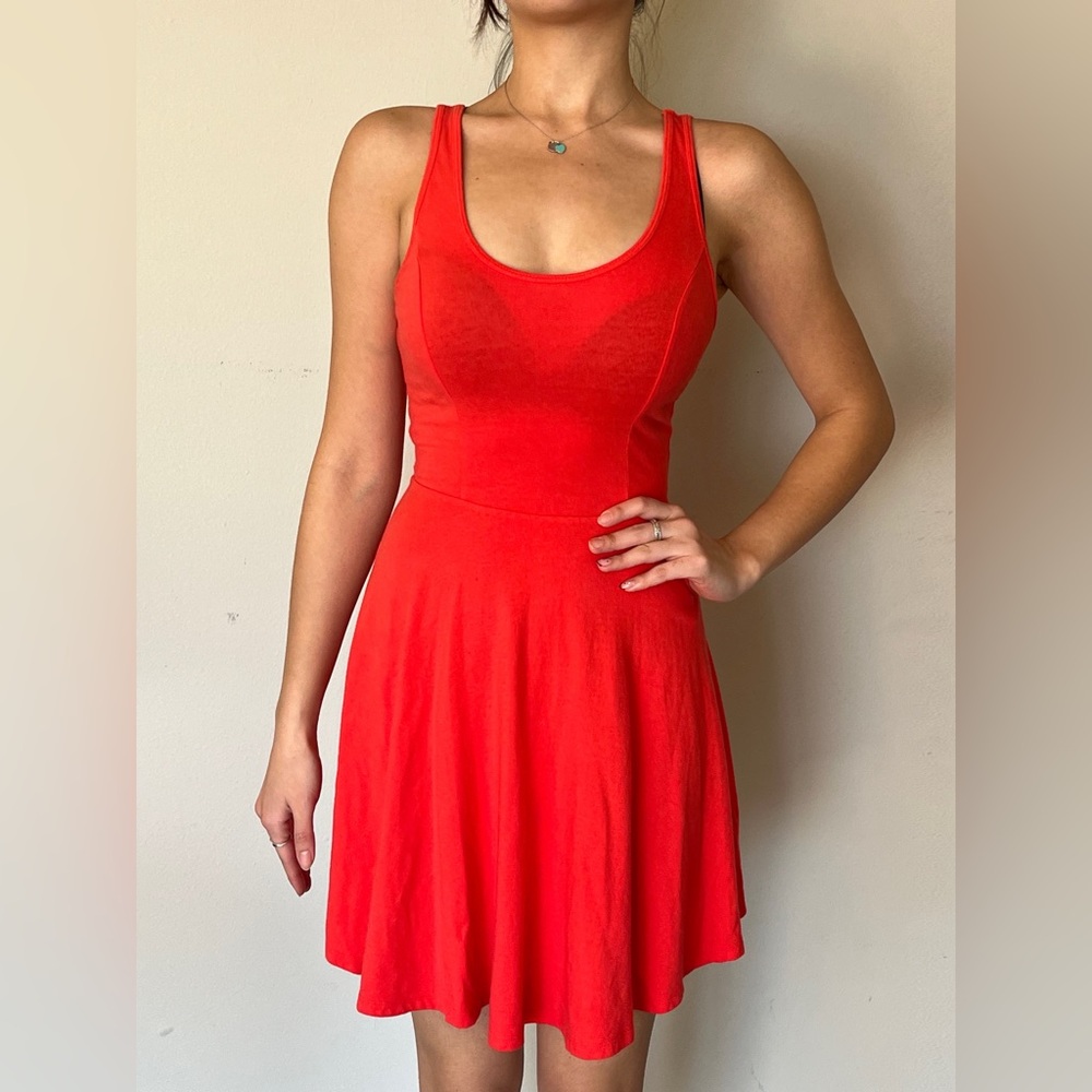 Bright Red-Orange Hollister Skater Dress